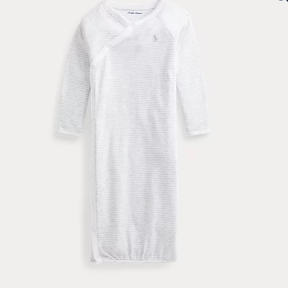 Ralph Lauren Other - 🩶Ralph Lauren Baby🩶NWOT Striped Organic Cotton Interlock Gown. 3-6m.